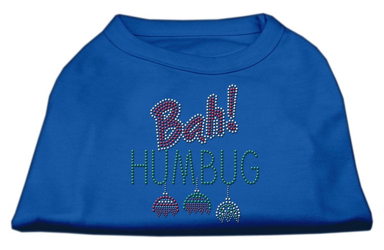 Bah Humbug Rhinestone Dog Shirt Blue XS